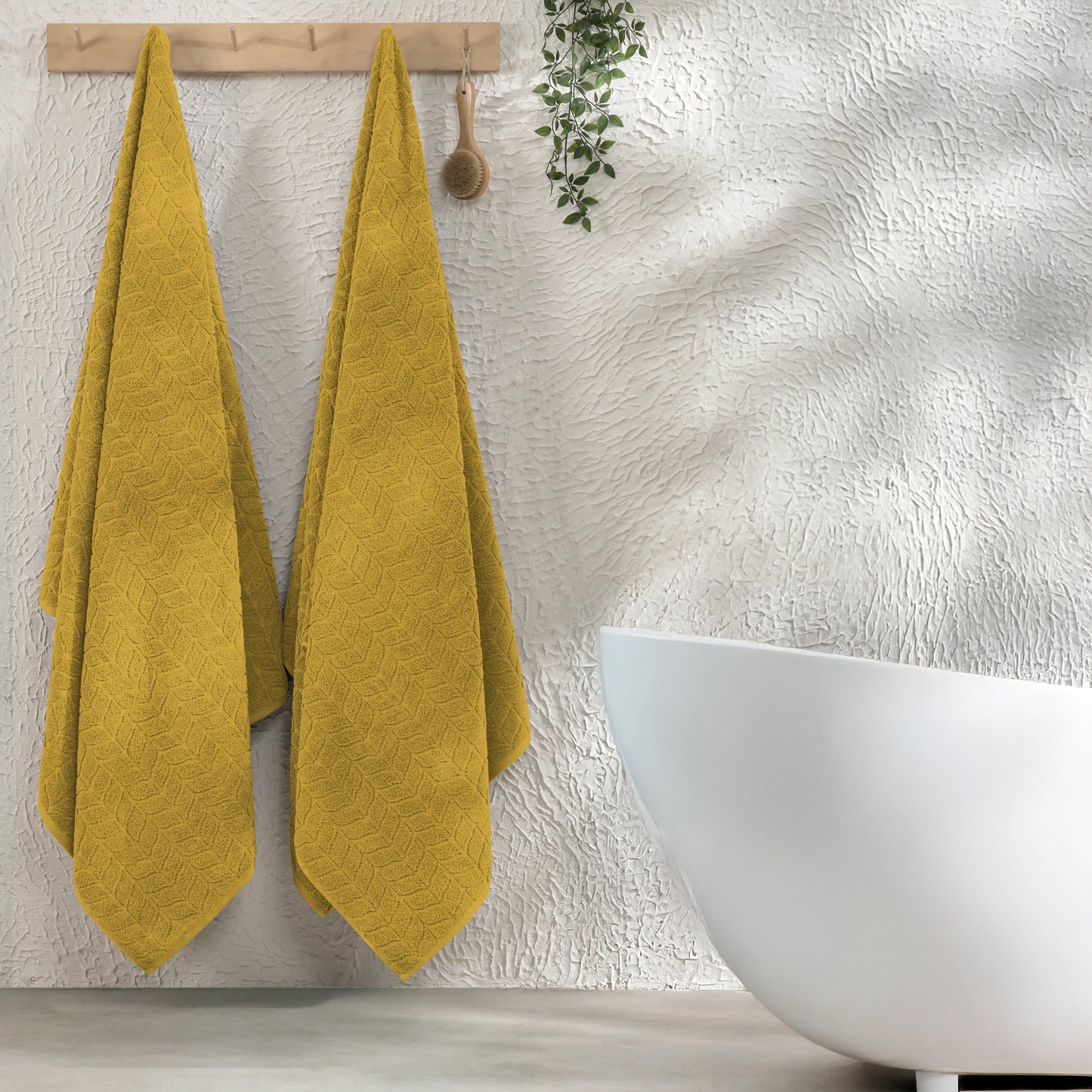 Mocassi 2-Pack Premium Turkish Cotton Braided Bath Towel Set, 27 x 54 inch