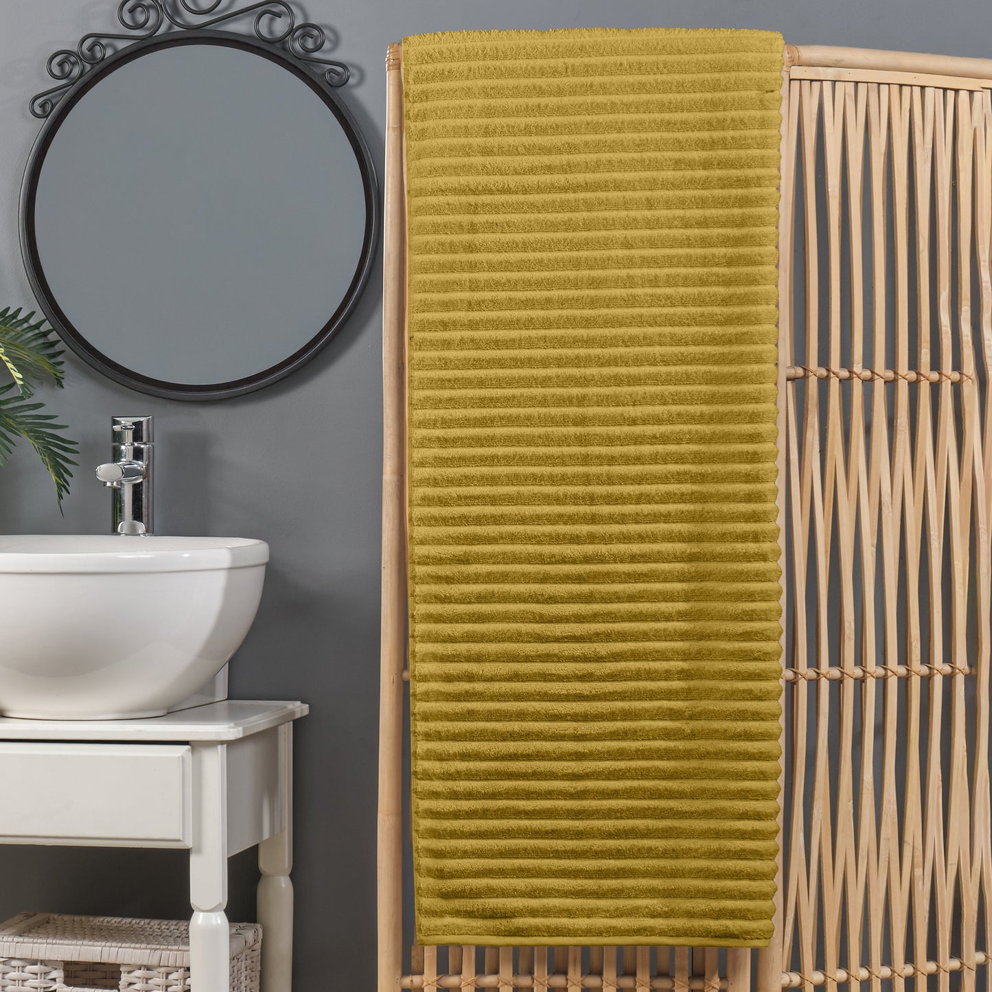 Mocassi 1-Piece Premium Turkish Cotton Corduroy Stripe Oversized Bath Sheet Towel 40 x 80 Inch