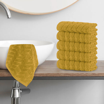 Mocassi 6-Pack Premium Turkish Cotton Braided Washcloths Set, 13 x 13 inch