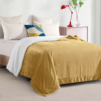 Mocassi Reversible Sherpa Throw 50" x 60" - Sherpa Back Throw Blanket