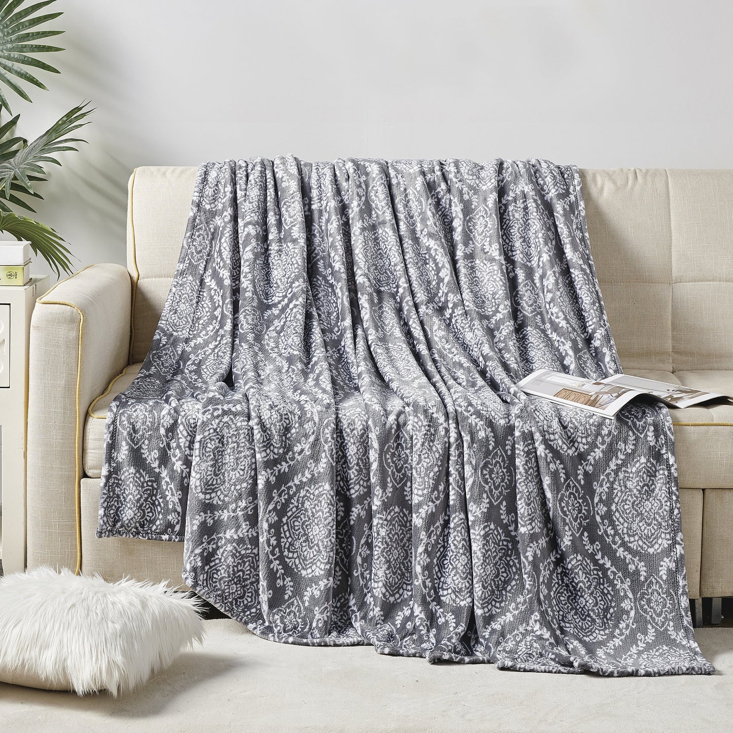 Mocassi Printed Bed or Oversized Couch Blanket - Lightweight for All Season Warmth