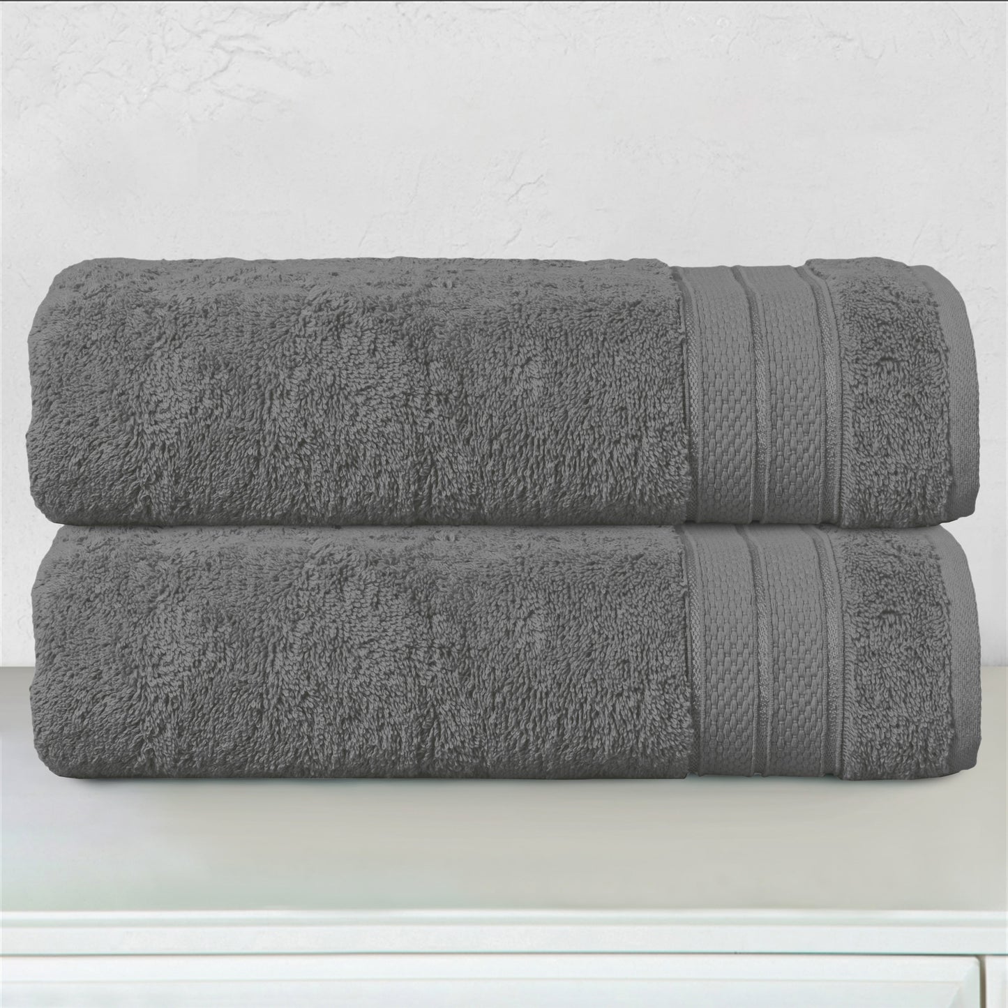 Mocassi 2-Piece Turkish Cotton Three Line Popcorn Bath Towel Set, 27 x 54 inch
