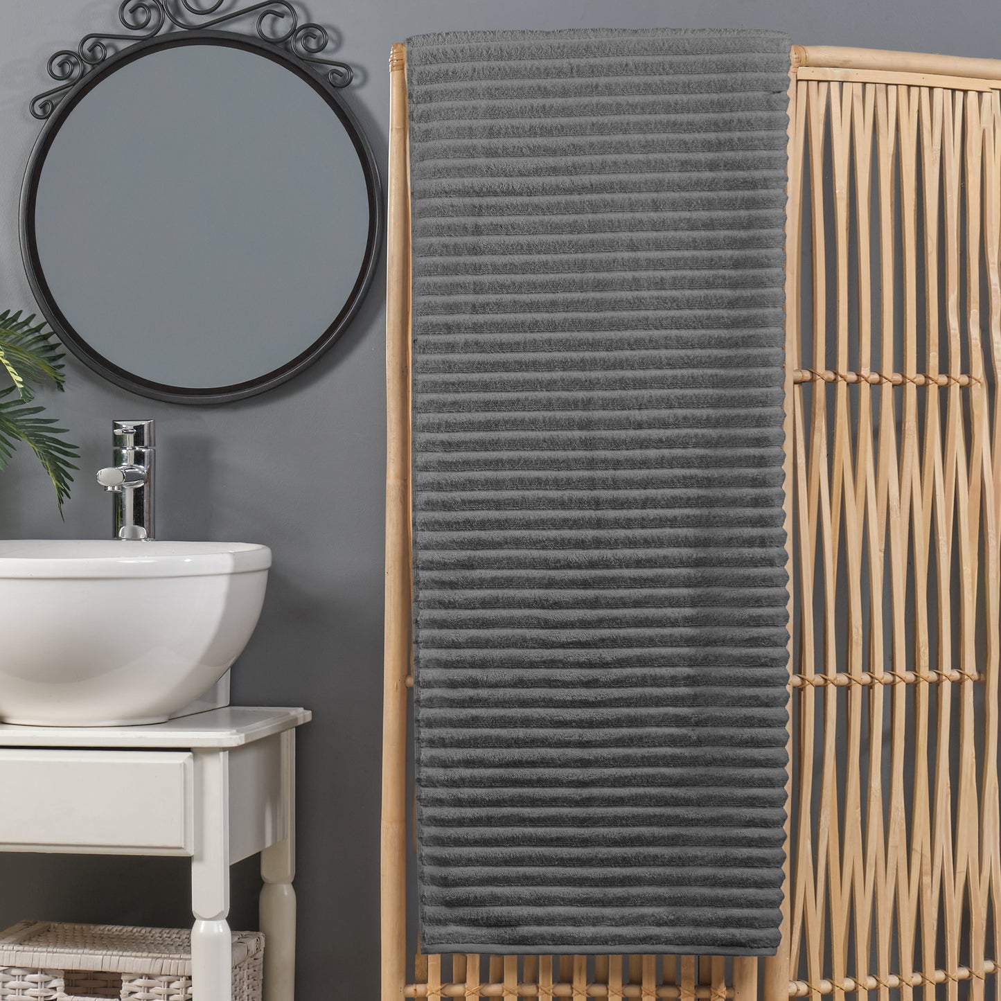 Mocassi 1-Piece Premium Turkish Cotton Corduroy Stripe Oversized Bath Sheet Towel 40 x 80 Inch