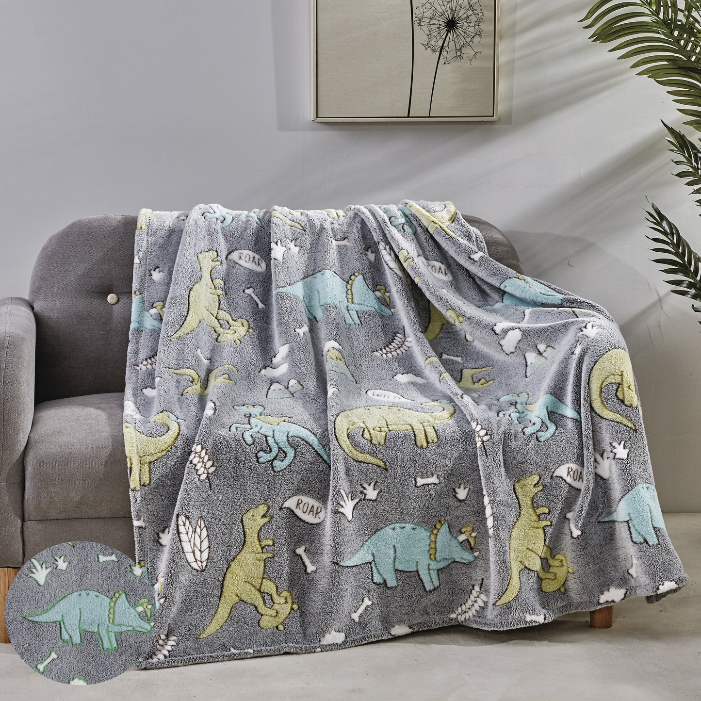 Mocassi Glow In the Dark 50" x 60" Throw Blanket - Velvety Feel, 50 X 60 inches