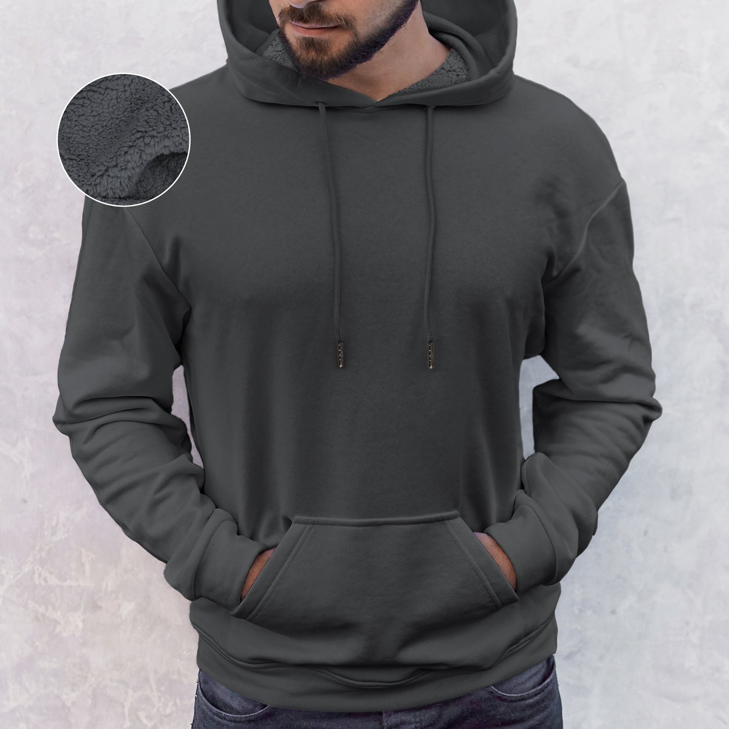 Mocassi Men Casual Sherpa-Lined Cotton Hoodie