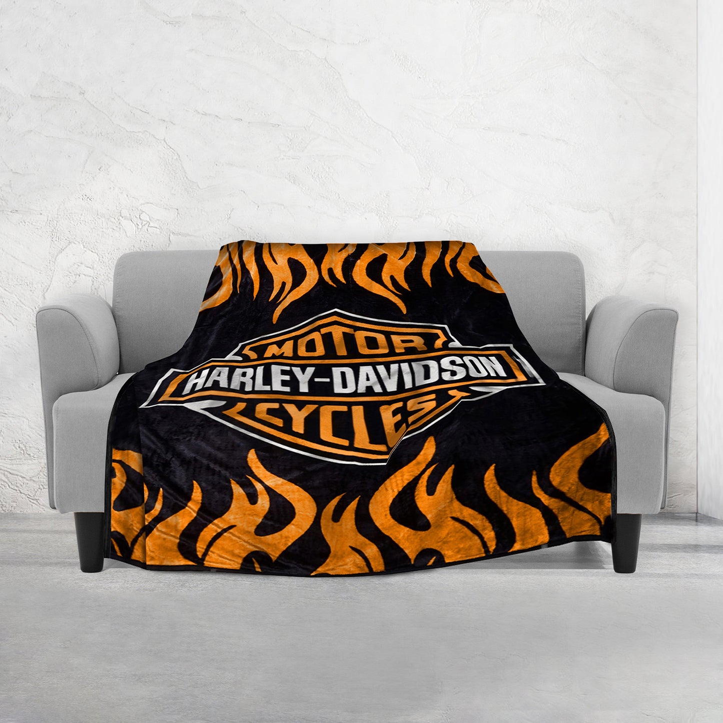 Mocassi Harley Davidson Reversible Blanket Oversized Couch -  Queen Blanket