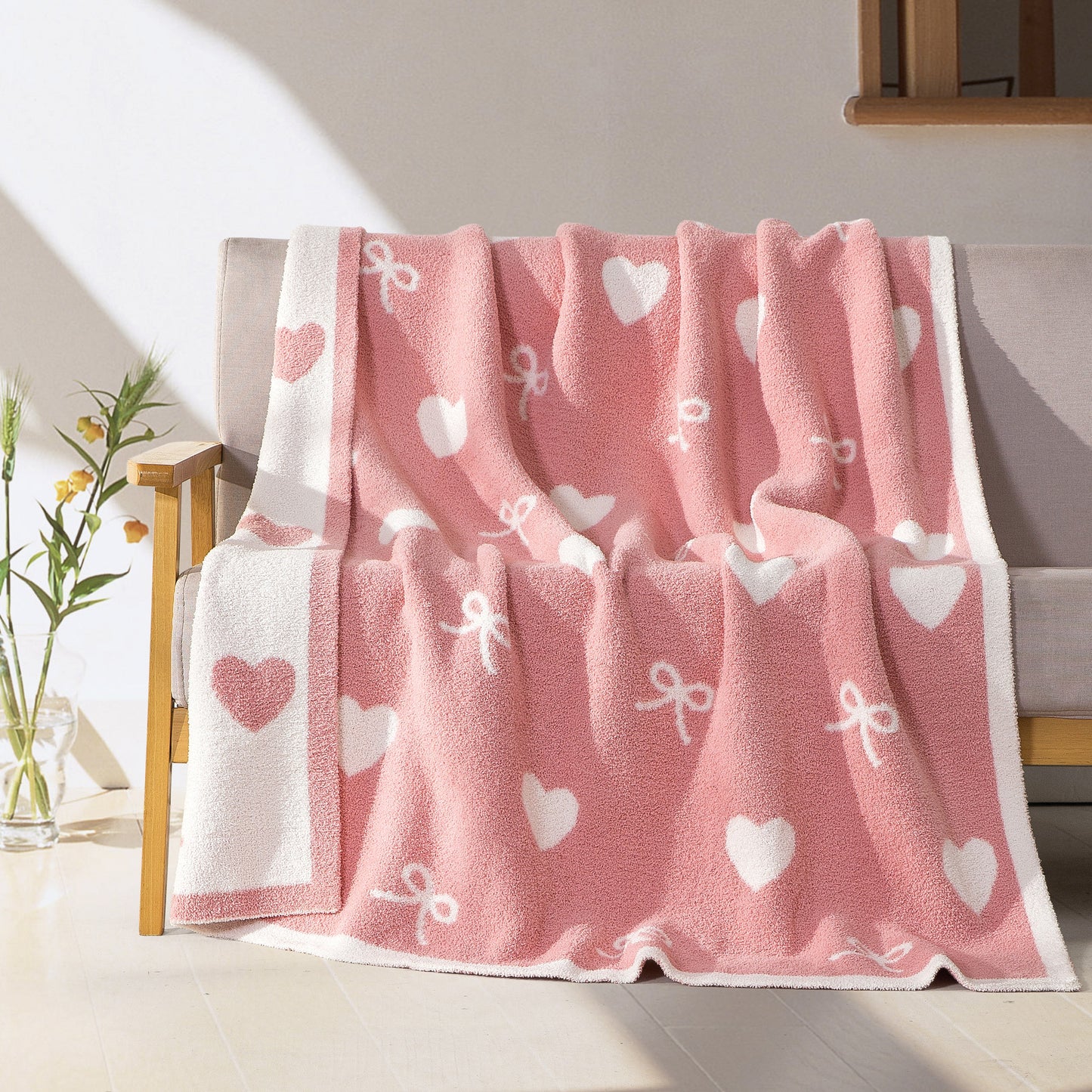 Mocassi 50" x 70"  Ultra Soft Checkered Knitted Throw Blanket