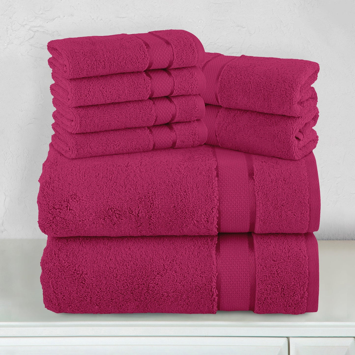 Mocassi 8-Piece Turkish Cotton Towel Set, 4 Washcloths, 2 Hand Towels and 2 Bath Towels