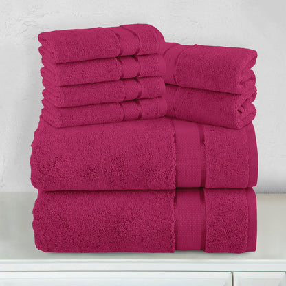 Mocassi 8-Piece Turkish Cotton Towel Set, 4 Washcloths, 2 Hand Towels and 2 Bath Towels