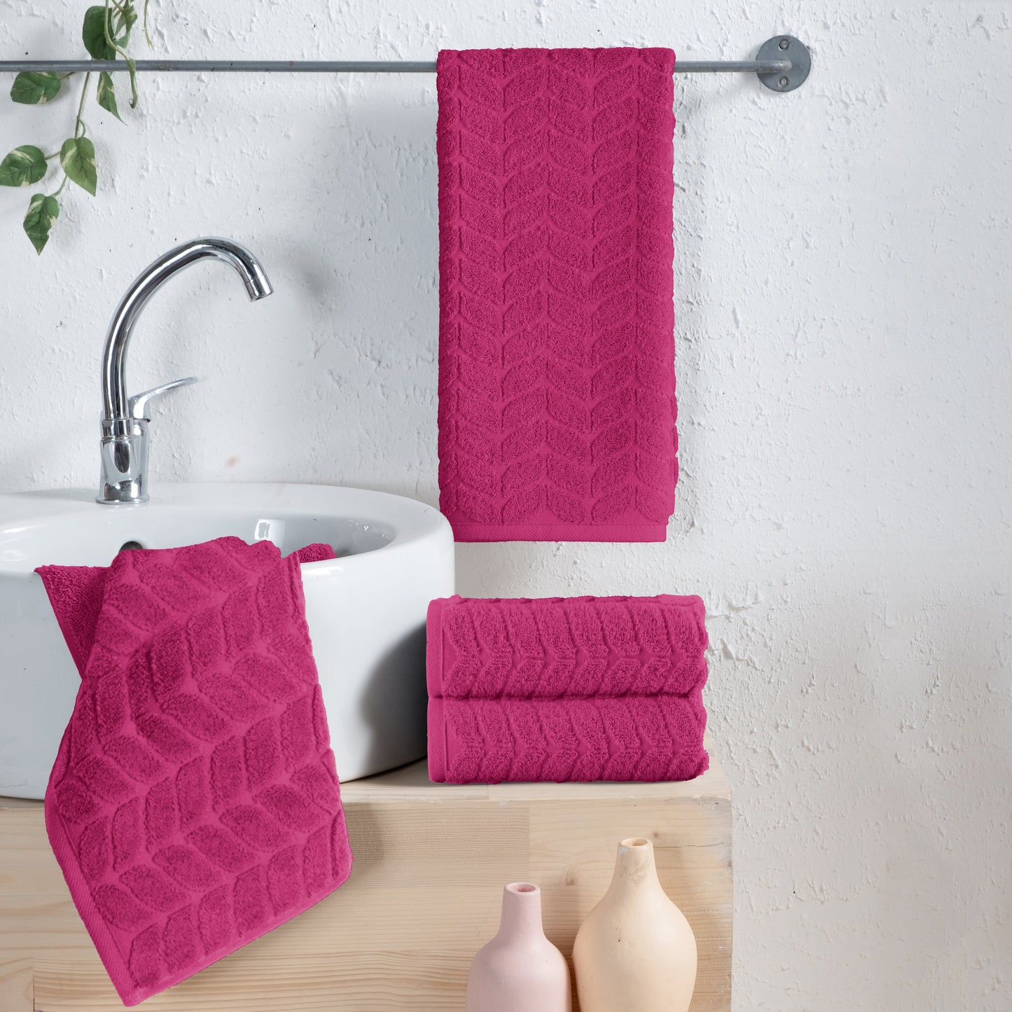 Mocassi 4-Pack Premium Turkish Cotton Braided Hand Towel Set, 16 x 28 inch