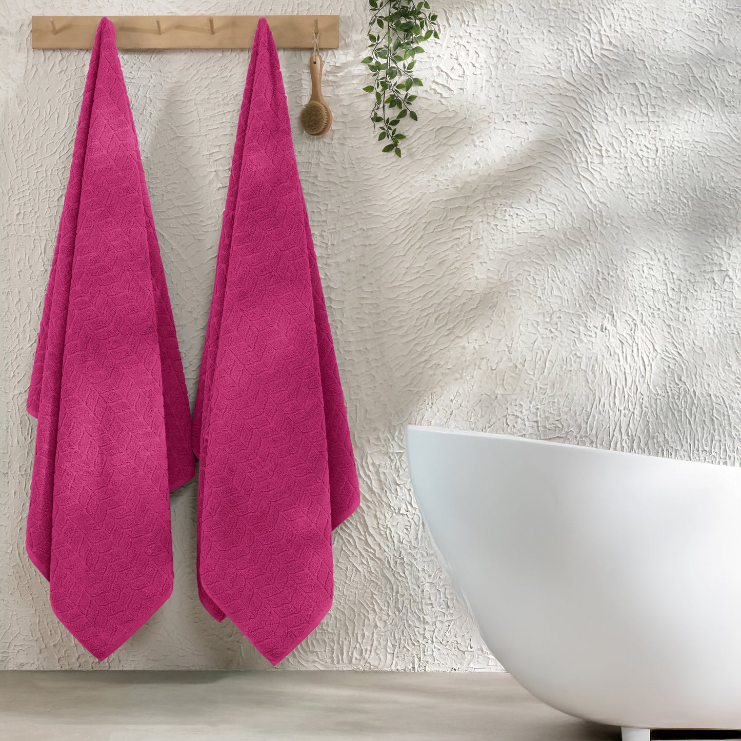 Mocassi 2-Pack Premium Turkish Cotton Braided Bath Towel Set, 27 x 54 inch
