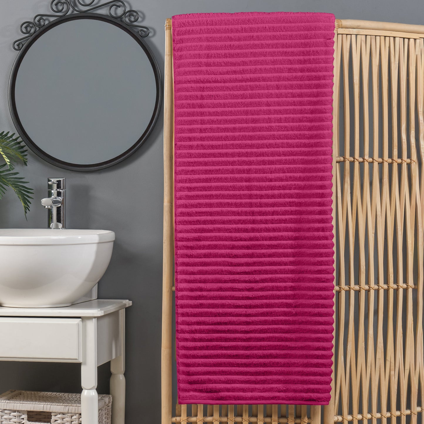 Mocassi 1-Piece Premium Turkish Cotton Corduroy Stripe Oversized Bath Sheet Towel 40 x 80 Inch