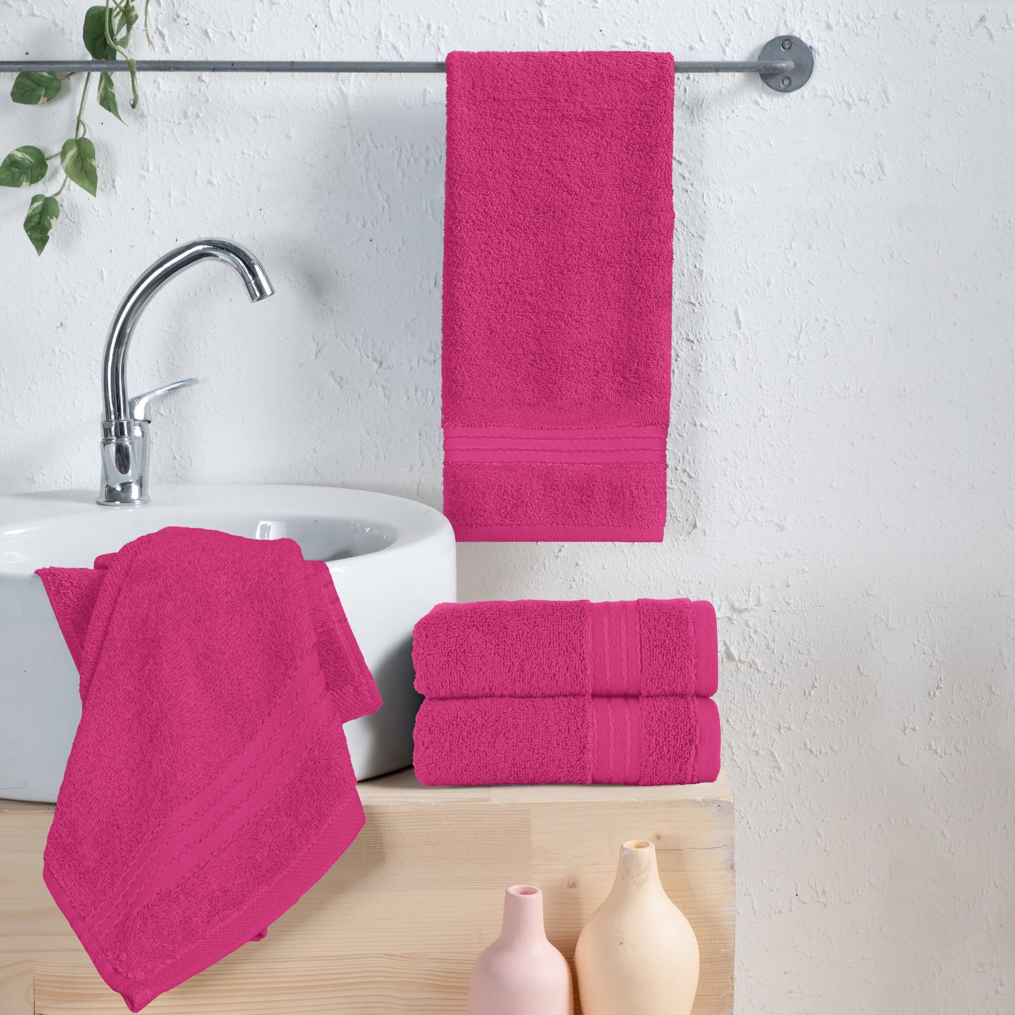 Mocassi 4 Pack Premium Turkish Cotton Hand Towel Set, 16 x 28 inch