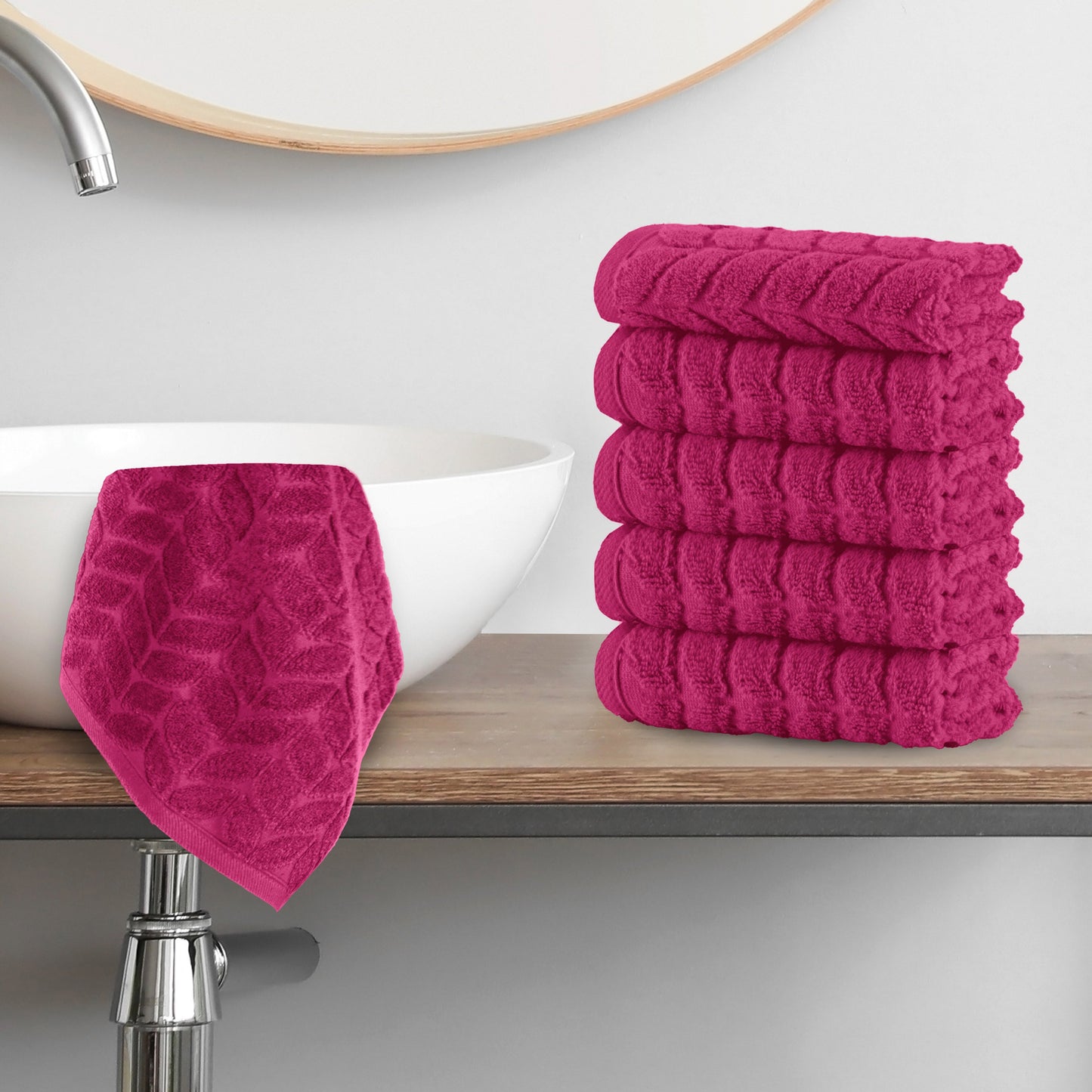 Mocassi 6-Pack Premium Turkish Cotton Braided Washcloths Set, 13 x 13 inch