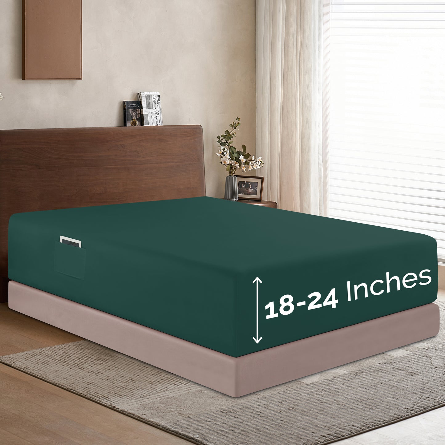 Mocassi Extra Deep Pocket 18"-24" Single Fitted Sheet for High Mattress, Moody Shades