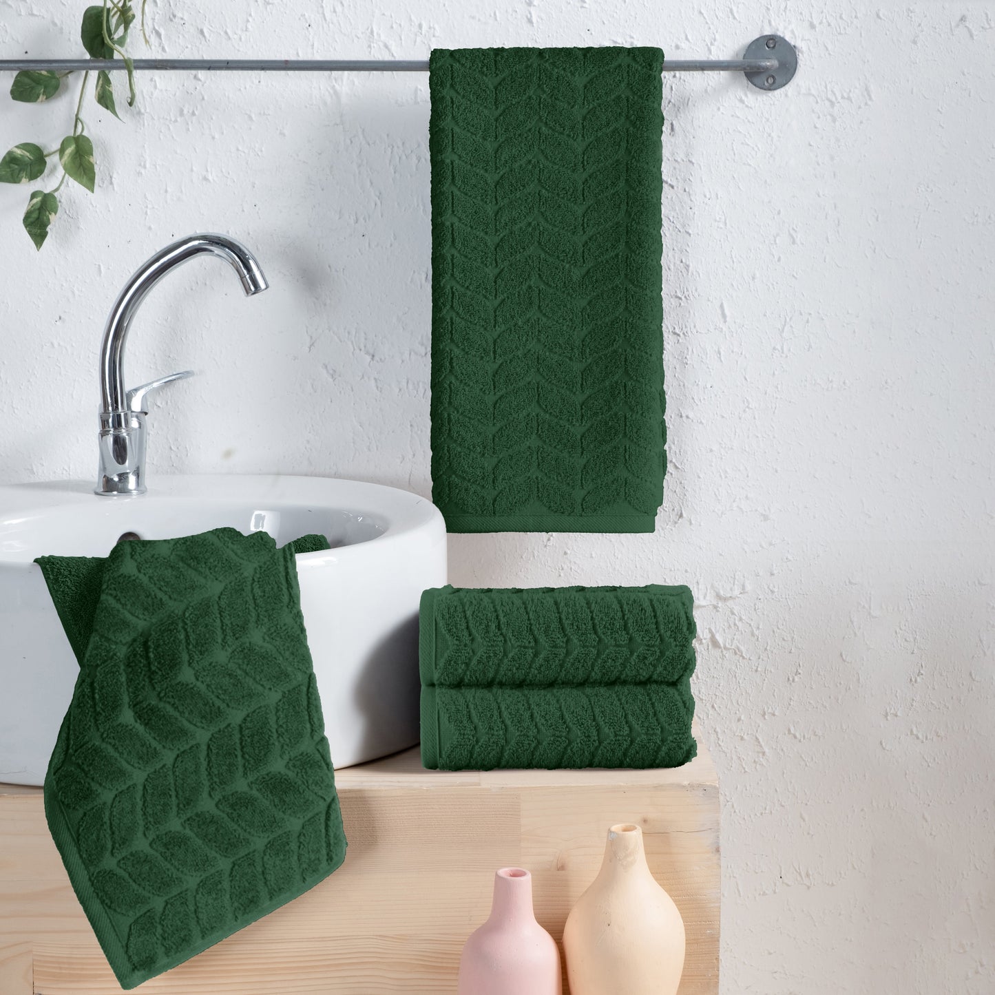 Mocassi 4-Pack Premium Turkish Cotton Braided Hand Towel Set, 16 x 28 inch