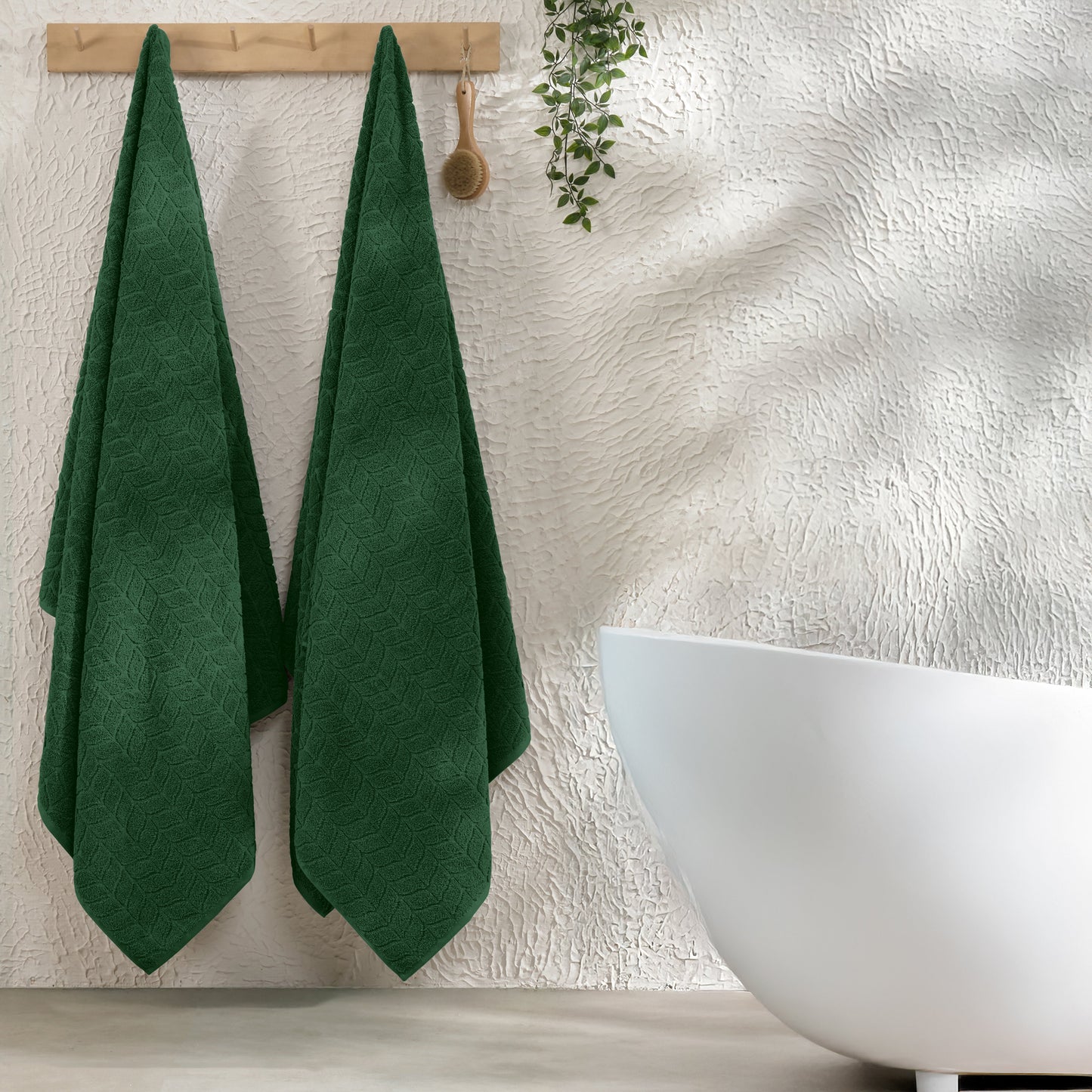 Mocassi 2-Pack Premium Turkish Cotton Braided Bath Towel Set, 27 x 54 inch