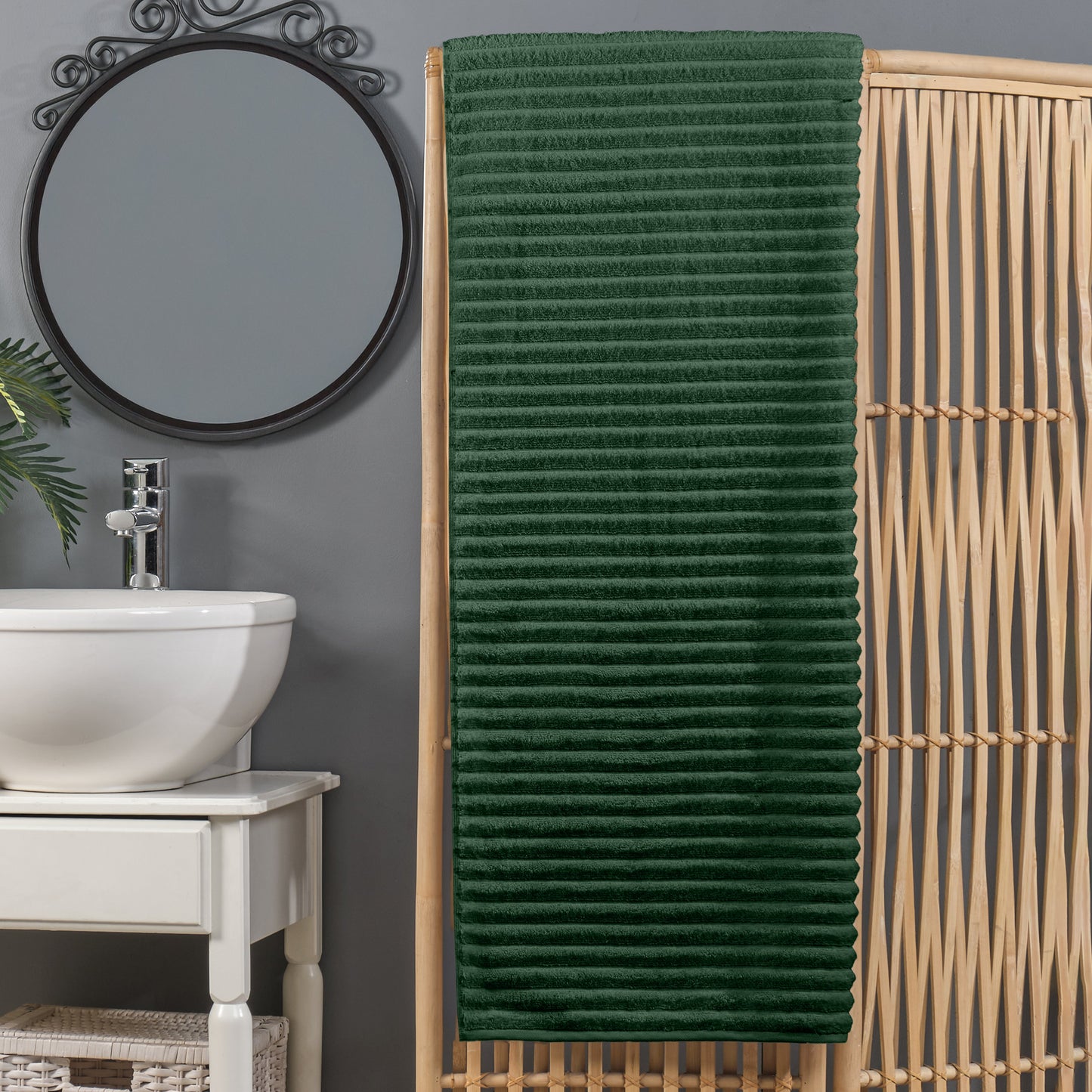 Mocassi 1-Piece Premium Turkish Cotton Corduroy Stripe Oversized Bath Sheet Towel 40 x 80 Inch