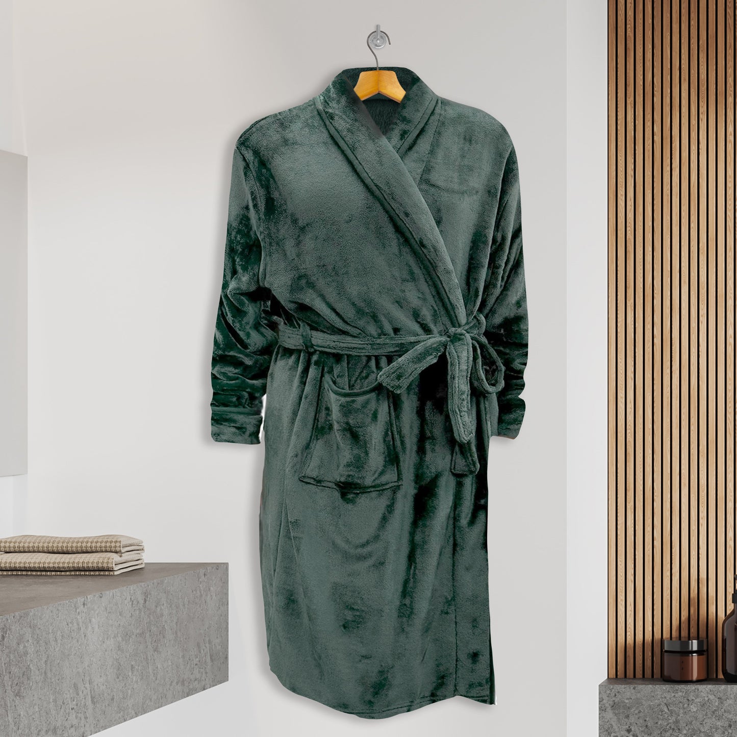 Mocassi Men Shawl Collar Velvet Fleece Long Bathrobe