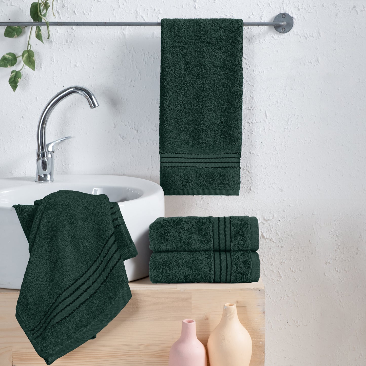 Mocassi 4 Pack Premium Turkish Cotton Hand Towel Set, 16 x 28 inch