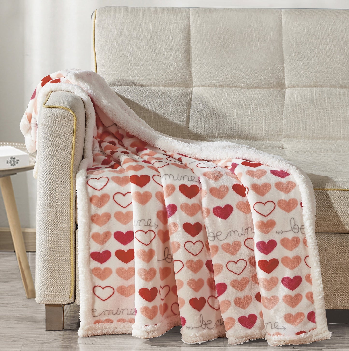 Mocassi 50" x 60" Valentine Inspired Sherpa Back Throw