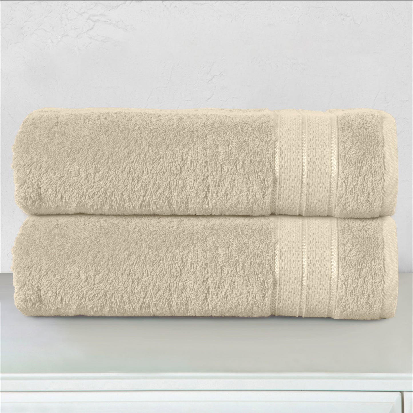 Mocassi 2-Piece Turkish Cotton Three Line Popcorn Bath Towel Set, 27 x 54 inch