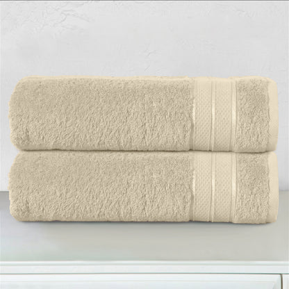 Mocassi 2-Piece Turkish Cotton Three Line Popcorn Bath Towel Set, 27 x 54 inch