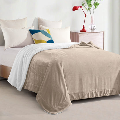 Mocassi Reversible Sherpa Throw 50" x 60" - Sherpa Back Throw Blanket