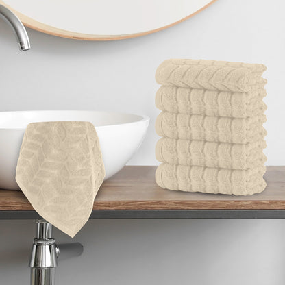 Mocassi 6-Pack Premium Turkish Cotton Braided Washcloths Set, 13 x 13 inch