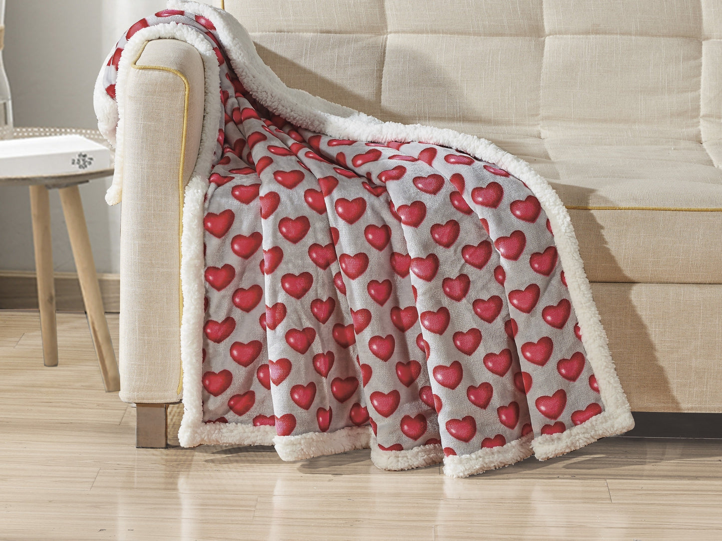 Mocassi 50" x 60" Valentine Inspired Sherpa Back Throw