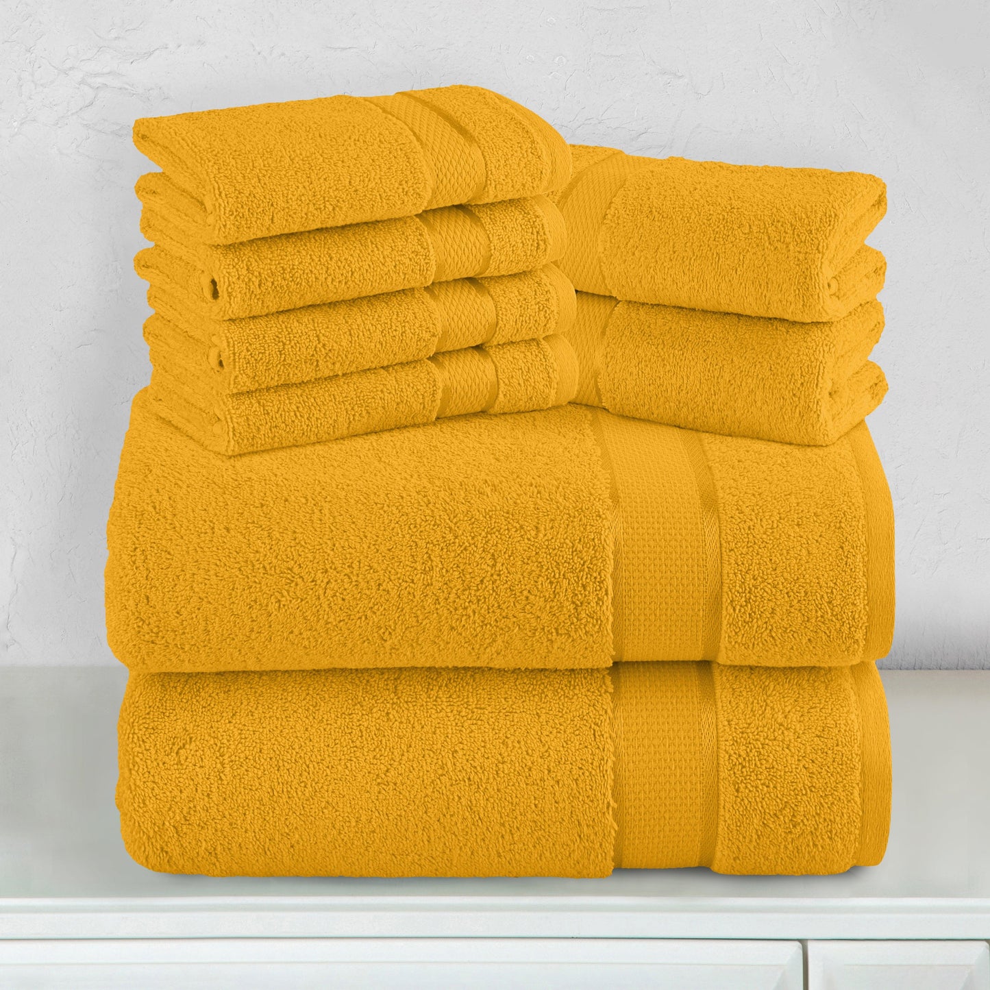 Mocassi 8-Piece Turkish Cotton Towel Set, 4 Washcloths, 2 Hand Towels and 2 Bath Towels