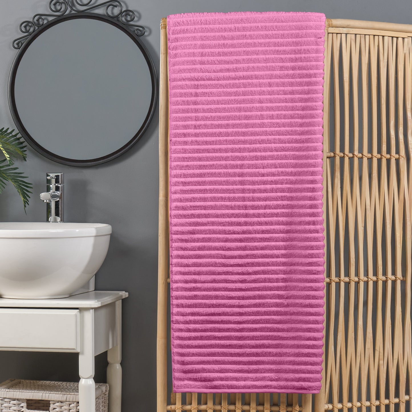 Mocassi 1-Piece Premium Turkish Cotton Corduroy Stripe Oversized Bath Sheet Towel 40 x 80 Inch