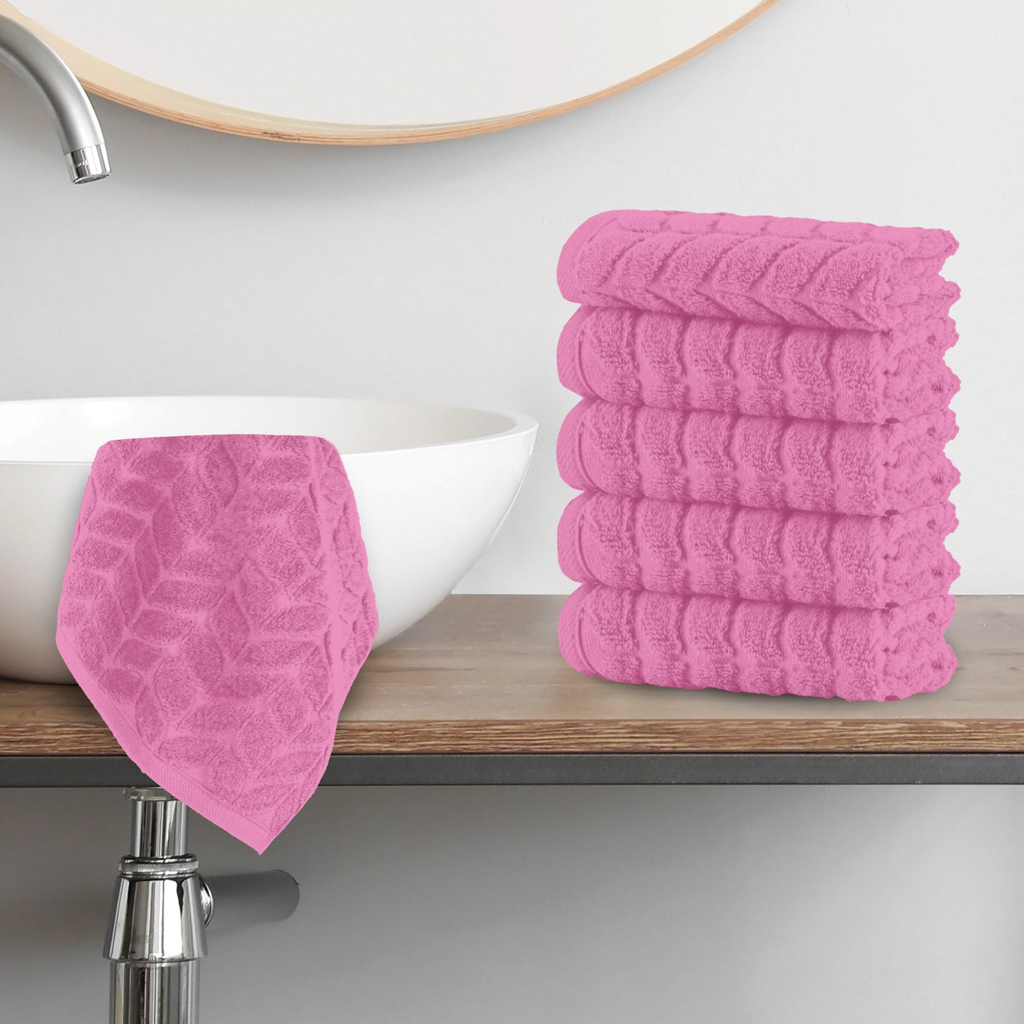 Mocassi 6-Pack Premium Turkish Cotton Braided Washcloths Set, 13 x 13 inch