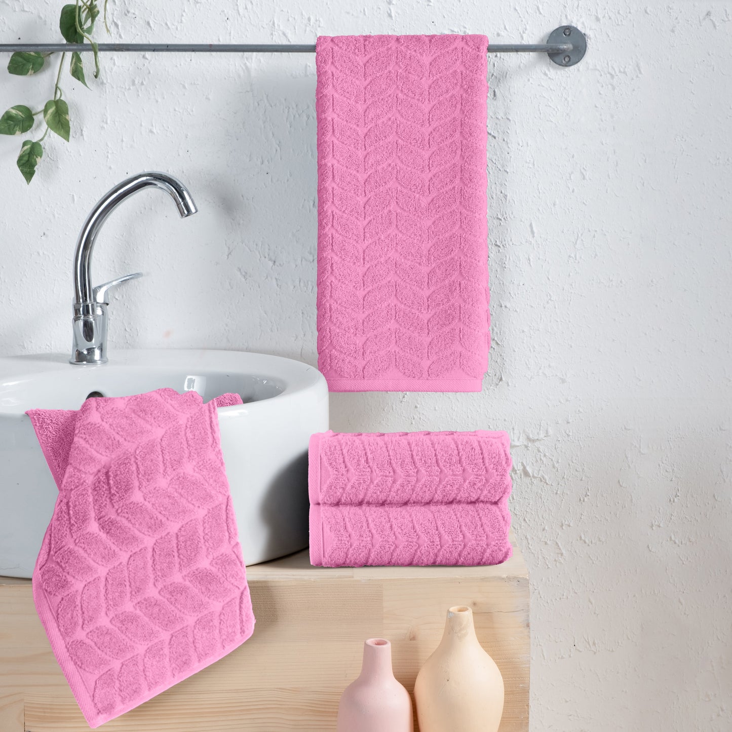 Mocassi 4-Pack Premium Turkish Cotton Braided Hand Towel Set, 16 x 28 inch