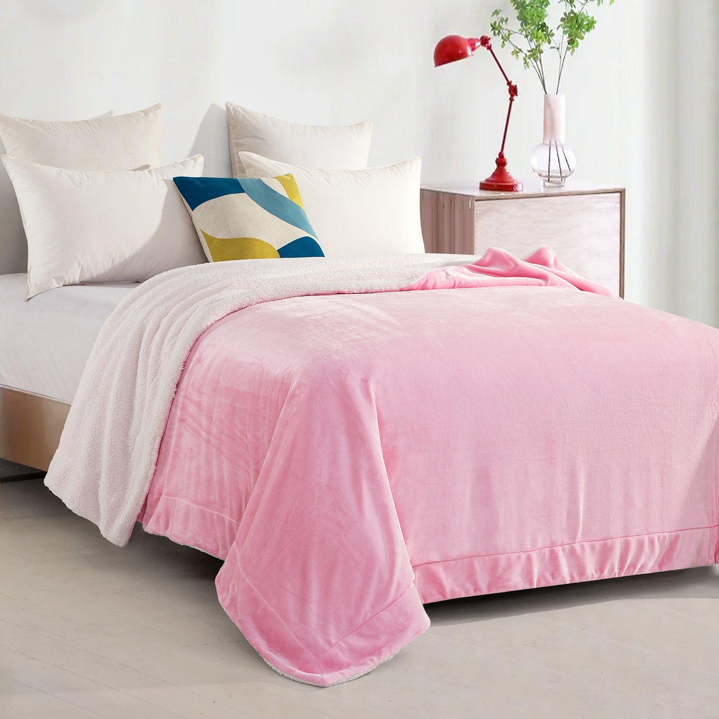 Mocassi Reversible Sherpa Throw 50" x 60" - Sherpa Back Throw Blanket