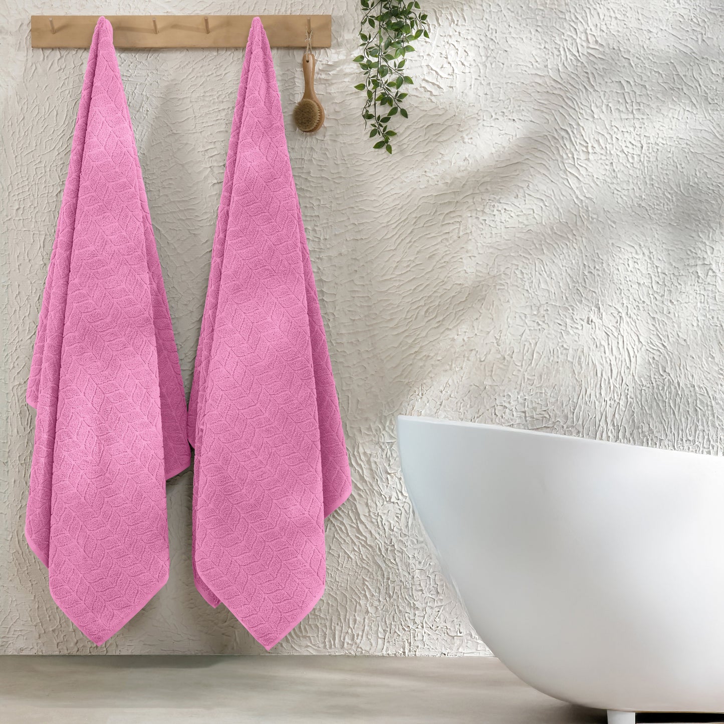 Mocassi 2-Pack Premium Turkish Cotton Braided Bath Towel Set, 27 x 54 inch