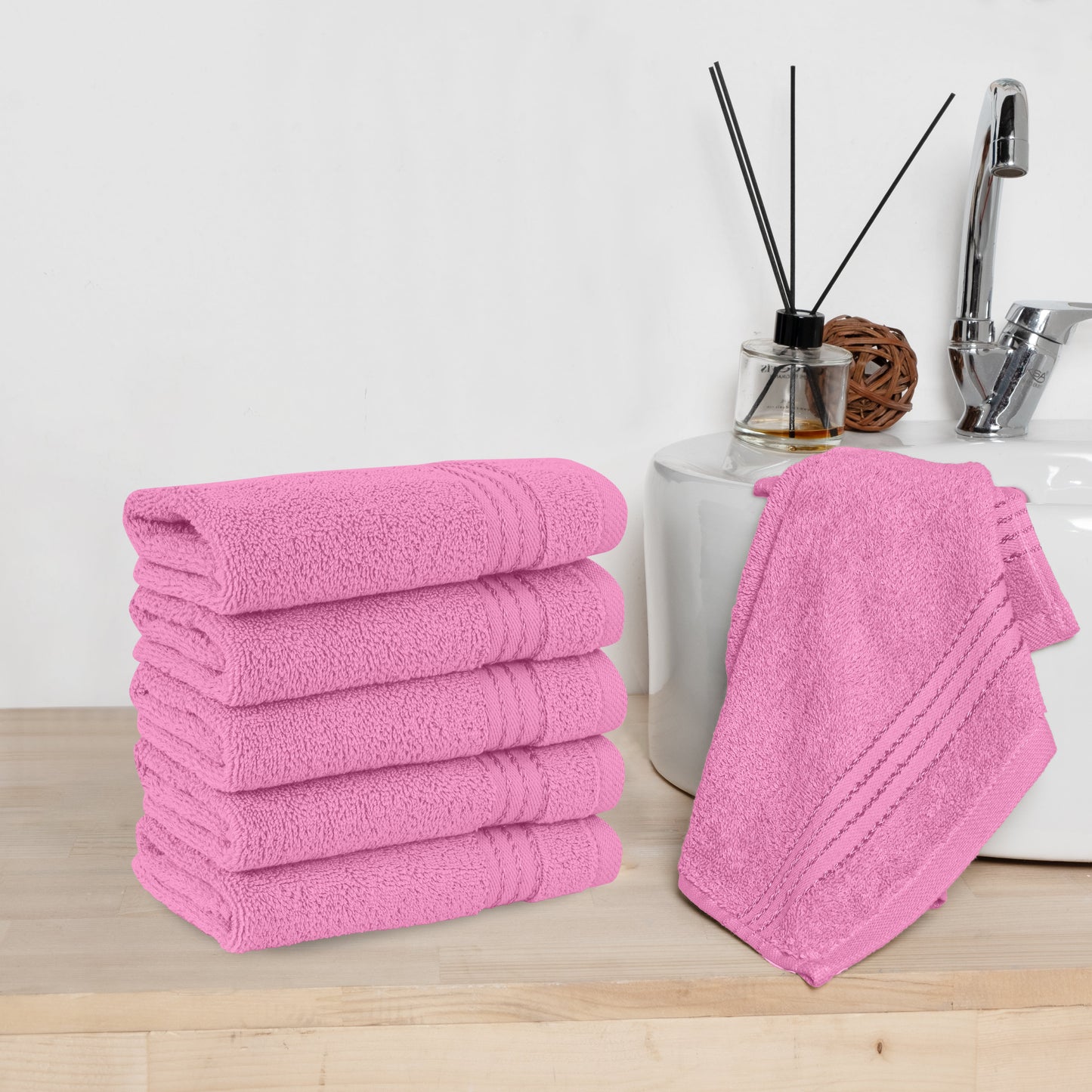 Mocassi 6 Pack Premium Turkish Cotton Washcloths Set, 13 x 13 inch