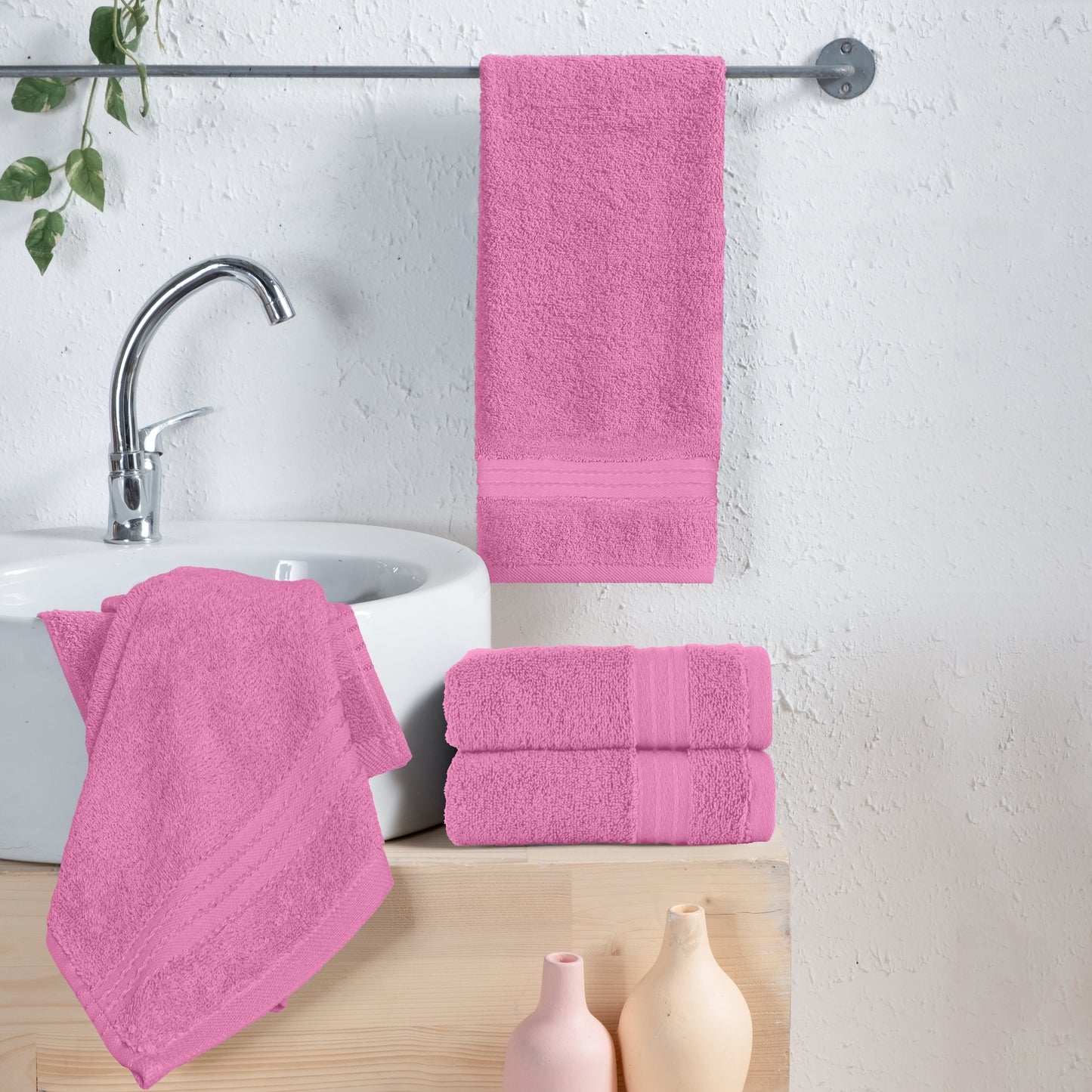 Mocassi 4 Pack Premium Turkish Cotton Hand Towel Set, 16 x 28 inch