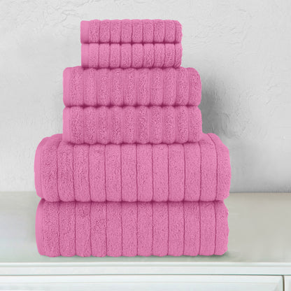 Mocassi 6-Piece Turkish Cotton Corduroy Towel Set, 2 Washcloths, 2 Hand Towels and 2 Bath Towels