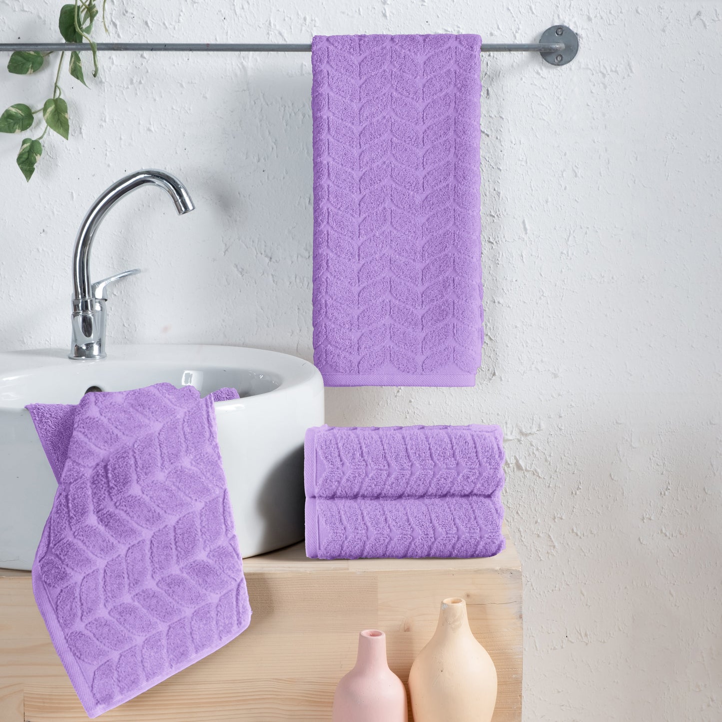 Mocassi 4-Pack Premium Turkish Cotton Braided Hand Towel Set, 16 x 28 inch