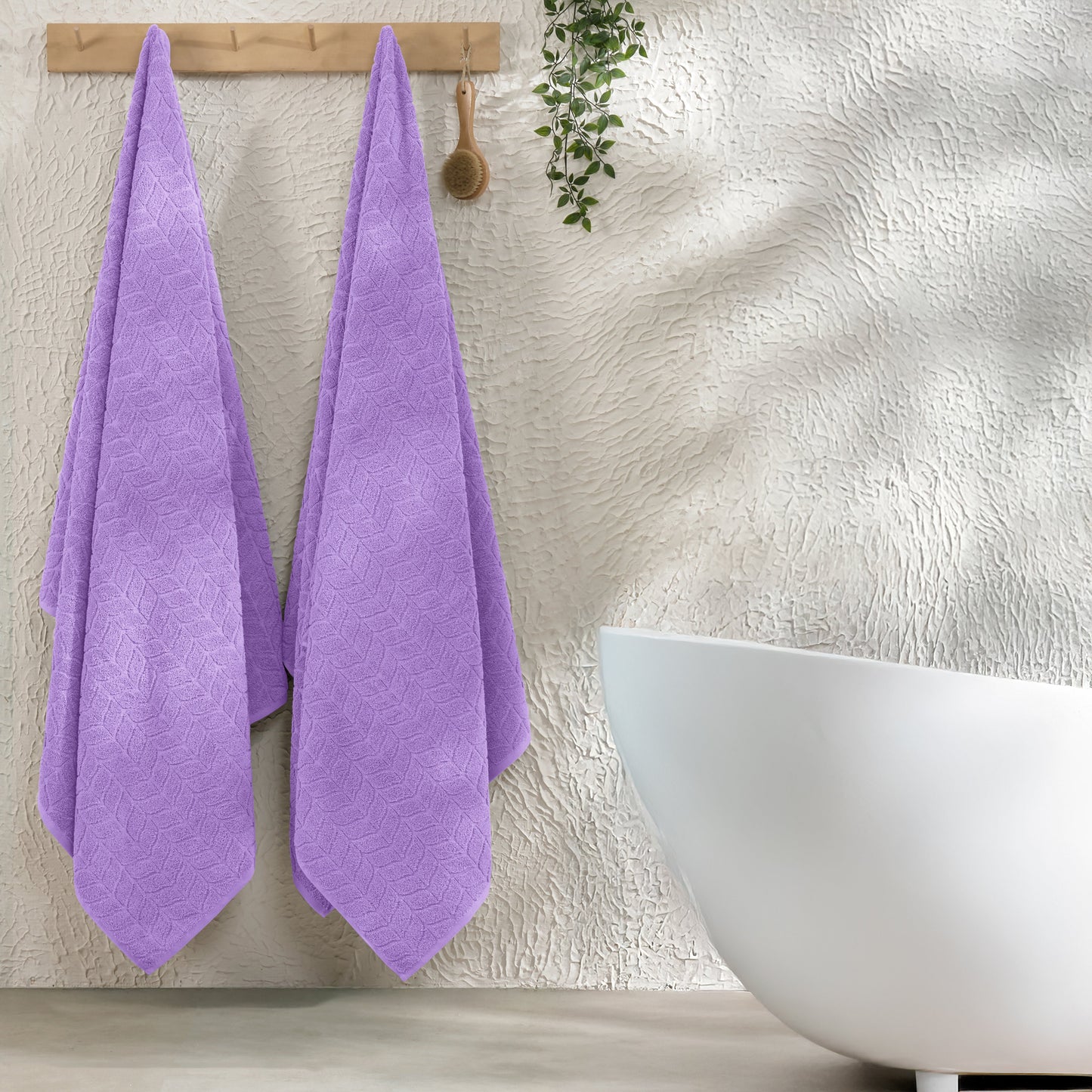 Mocassi 2-Pack Premium Turkish Cotton Braided Bath Towel Set, 27 x 54 inch