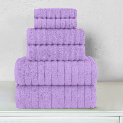 Mocassi 6-Piece Turkish Cotton Corduroy Towel Set, 2 Washcloths, 2 Hand Towels and 2 Bath Towels