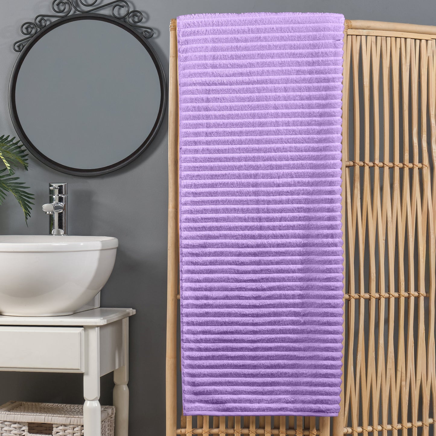 Mocassi 1-Piece Premium Turkish Cotton Corduroy Stripe Oversized Bath Sheet Towel 40 x 80 Inch