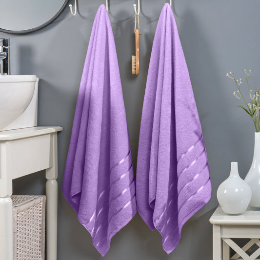 Mocassi 2-Pack Premium Turkish Cotton 4 Lines Stripe Bath Towel Set, 27 x 54 inch