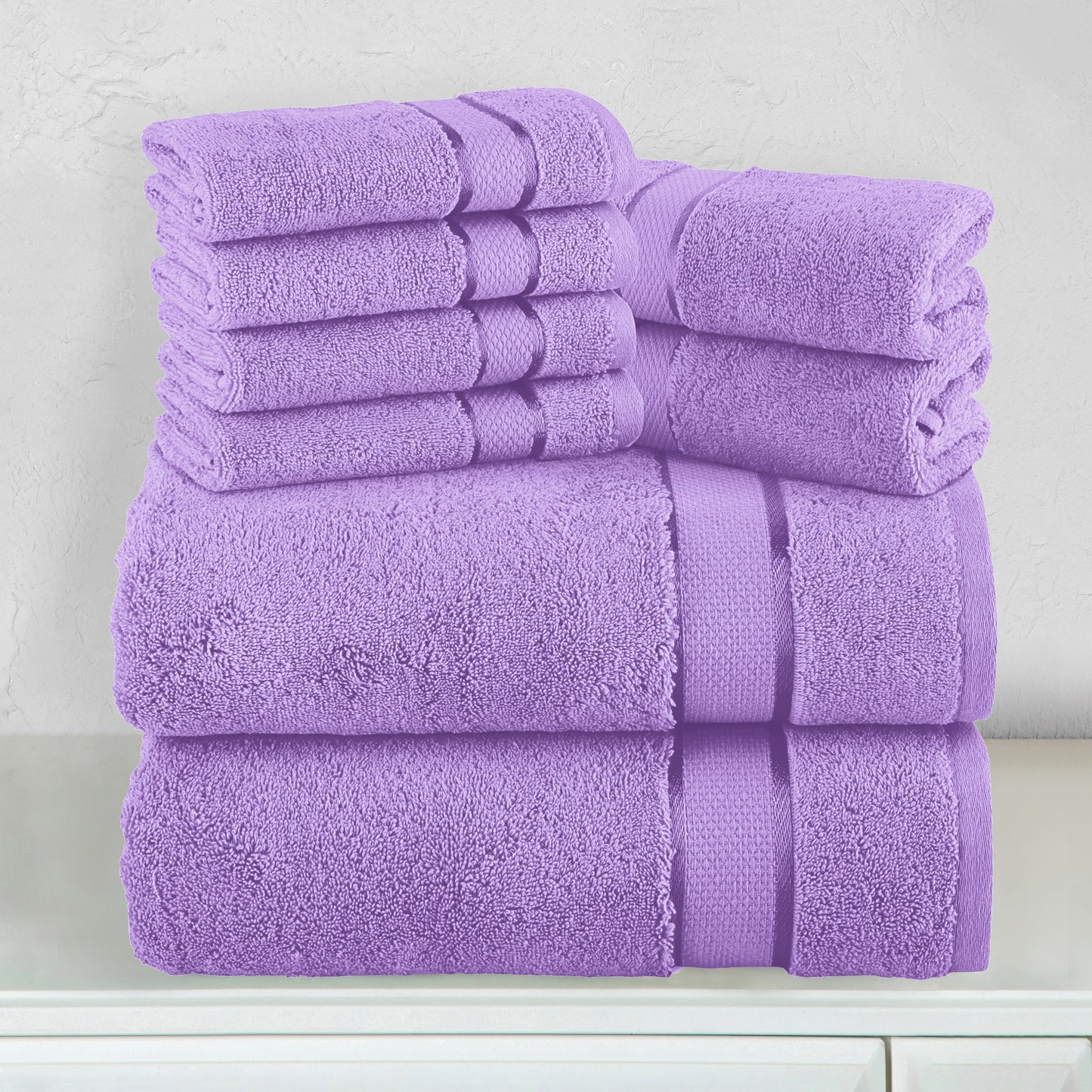 Mocassi 8-Piece Turkish Cotton Towel Set, 4 Washcloths, 2 Hand Towels and 2 Bath Towels