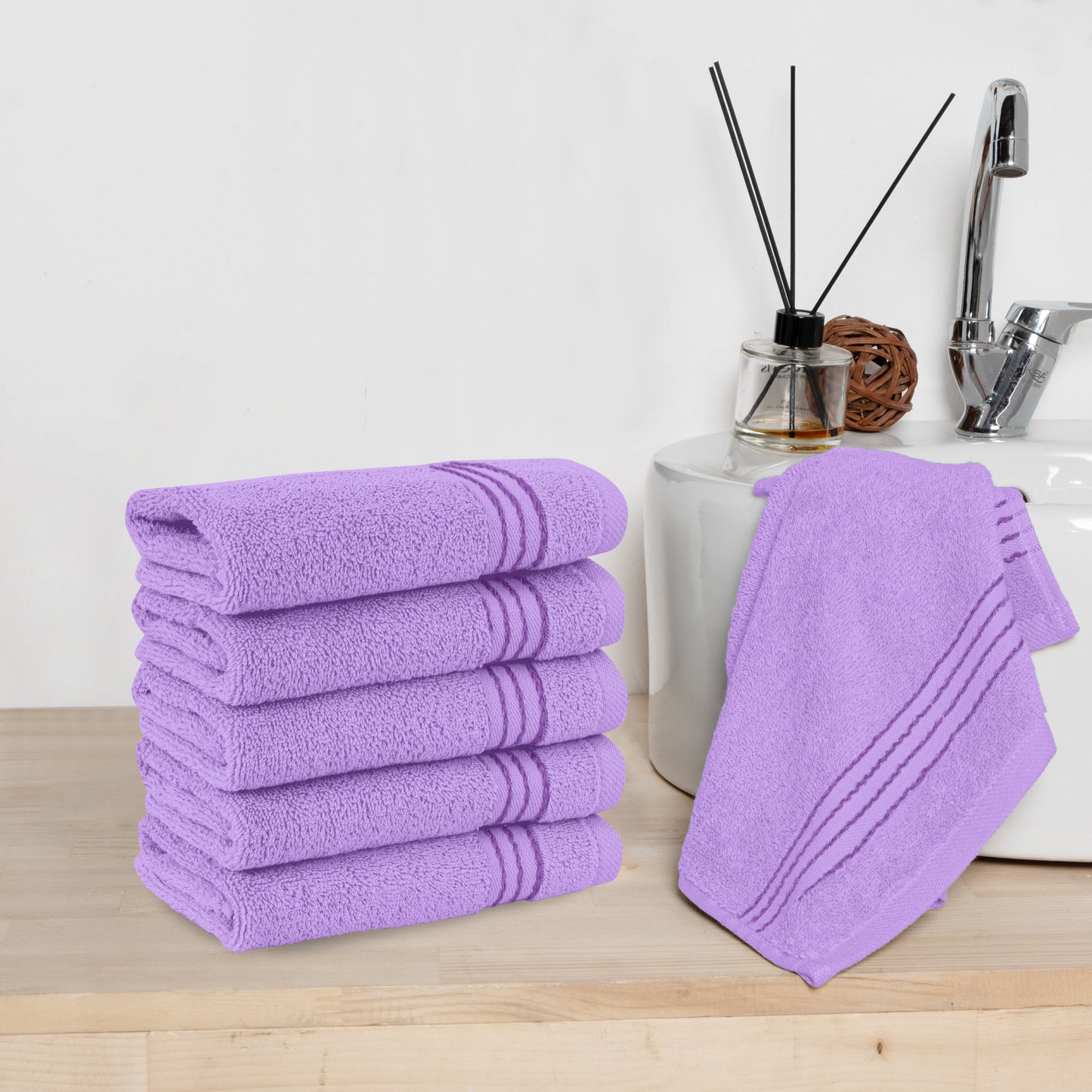 Mocassi 6 Pack Premium Turkish Cotton Washcloths Set, 13 x 13 inch