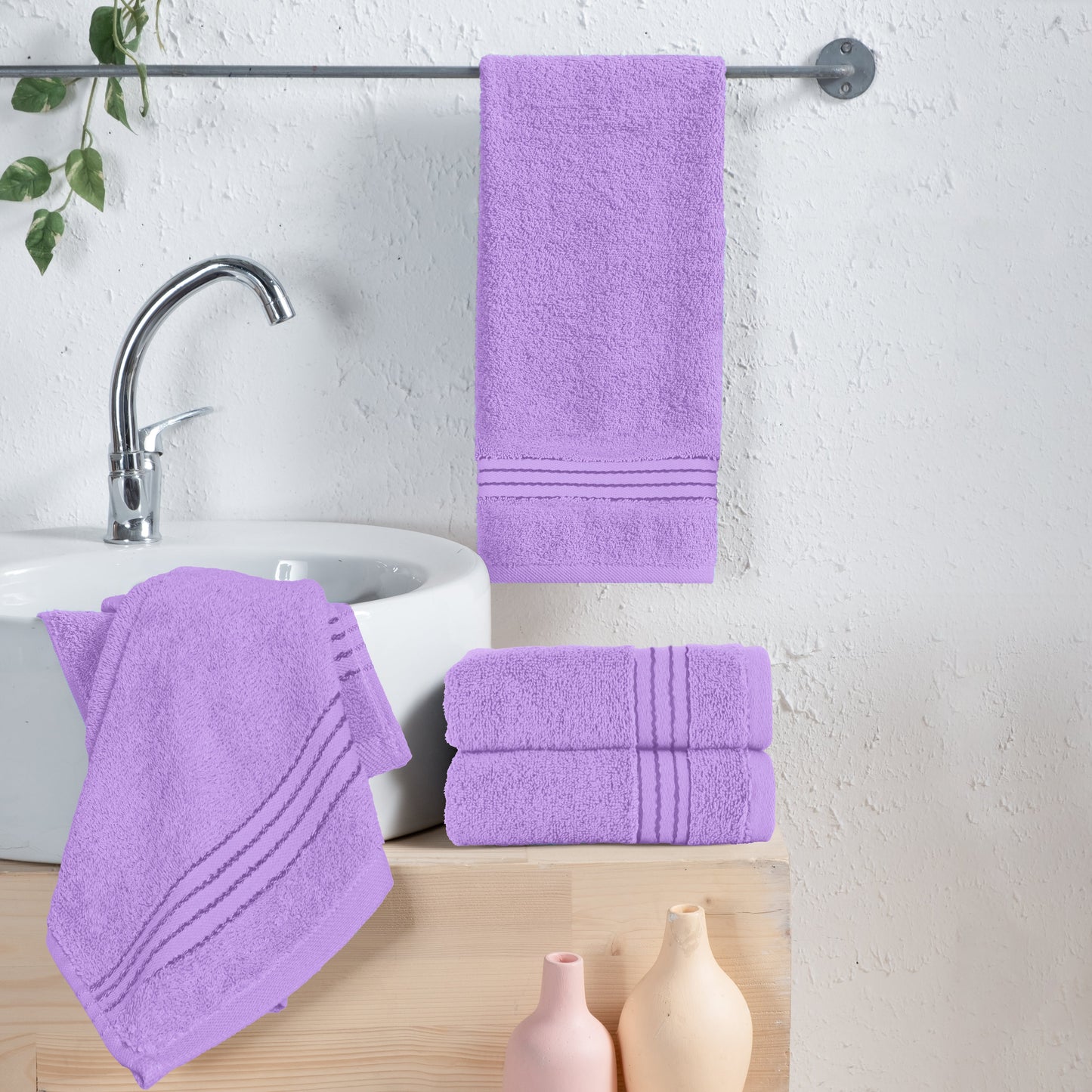 Mocassi 4 Pack Premium Turkish Cotton Hand Towel Set, 16 x 28 inch