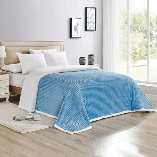 Mocassi Stripe Design  Luxury Micro-Sherpa Corduroy Blanket