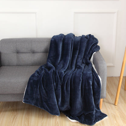 Mocassi Reversible Sherpa Throw 50" x 60" - Sherpa Back Throw Blanket