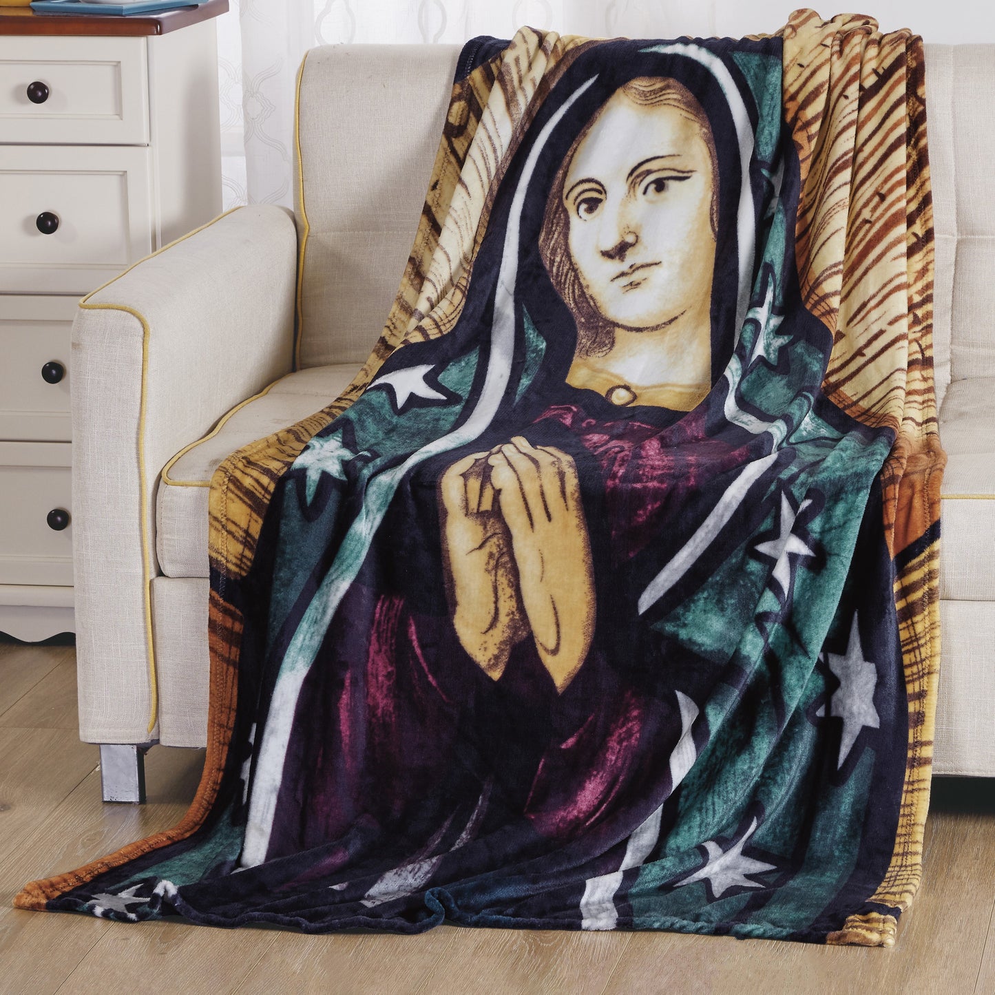 Mocassi Religious Flannel Fleece Throw Blanket - Velvet Feel, 50 x 70 inches